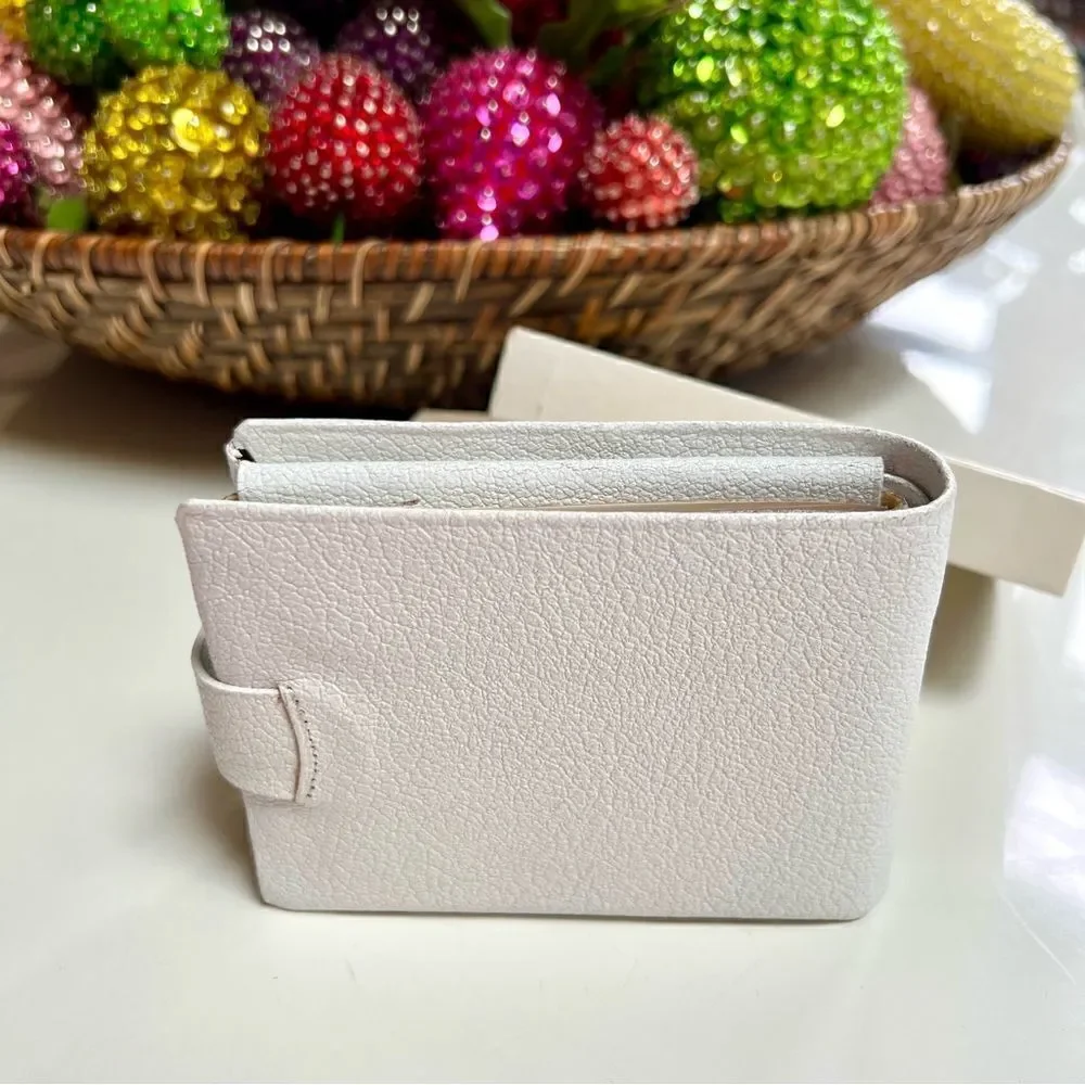 Vintage 1950s 1960s MCM Deadstock New in Box White Leather Rainbow Stitch Wallet